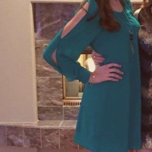 Teal Cold-Shoulder Formal Dress